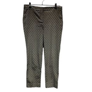 Chicos Womans Sz 6 .05 Pants‎ Black Gold Stretch Geometric Pattern Pockets